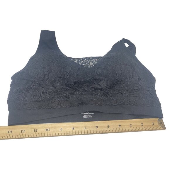 Women's Black Support Gathered Bra with Lace, Plus Size XXL, Brand New - Picture 7 of 8